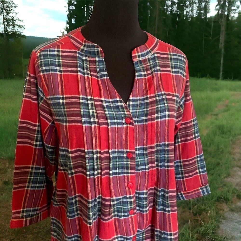Cotton Flannel Shirt in Red Plaid by CW Classics